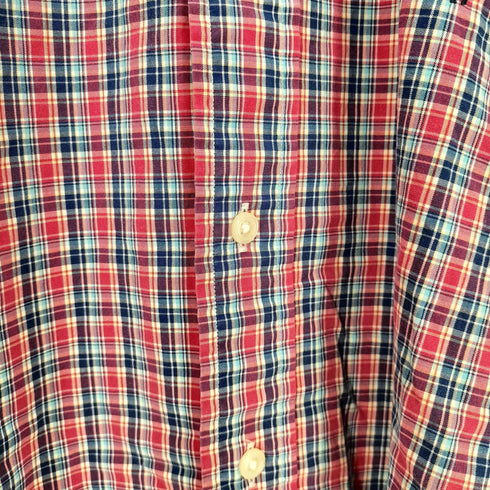 ラルフローレン RALPH LAUREN 90s CLASSIC FIT ポニー刺繍 ボタンダウン チェック S/S シャツ メンズ import:L