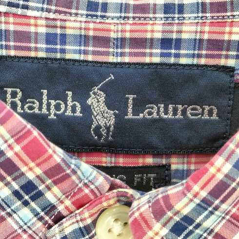 ラルフローレン RALPH LAUREN 90s CLASSIC FIT ポニー刺繍 ボタンダウン チェック S/S シャツ メンズ import:L