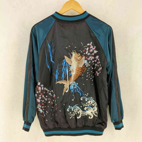 QiRui 和柄 鯉 刺繍スカジャン レディース 2XL