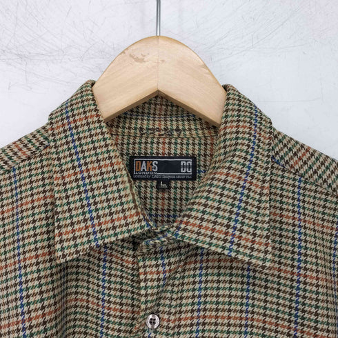 ダックスロンドン DAKS LONDON ハウンドトゥース ウールシャツ メンズ import:L