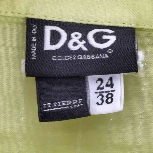 ディーアンドジードルチェアンドガッバーナ D&G DOLCE&GABBANA イタリア製 ストライプ ラメ コンチョボタン ハーフ ボタン サイドタック プルオーバーシャツ レディース 24/38