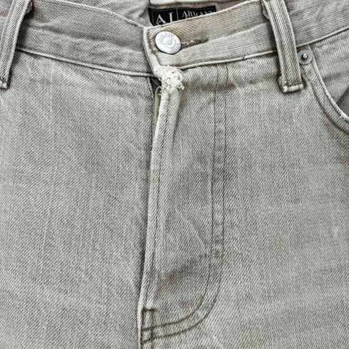 アルマーニジーンズ ARMANI JEANS イタリア製 ロゴプレート ボタンフライ ストレート デニムパンツ メンズ FR:36-38