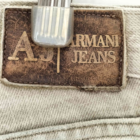 アルマーニジーンズ ARMANI JEANS イタリア製 ロゴプレート ボタンフライ ストレート デニムパンツ メンズ FR:36-38