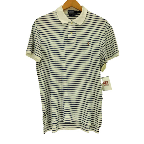 ポロバイラルフローレン Polo by RALPH LAUREN 90s PIMA SOFT TOUCH ポニー刺繍 ボーダー 半袖ポロシャツ メンズ import:M