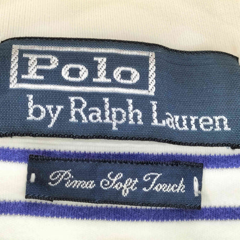 ポロバイラルフローレン Polo by RALPH LAUREN 90s PIMA SOFT TOUCH ポニー刺繍 ボーダー 半袖ポロシャツ メンズ import:M