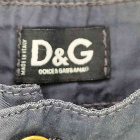 ディーアンドジードルチェアンドガッバーナ D&G DOLCE&GABBANA 00S イタリア製 コットンポリ レザーパッチ ウエストロゴプリント ストレートパンツ メンズ 30 44