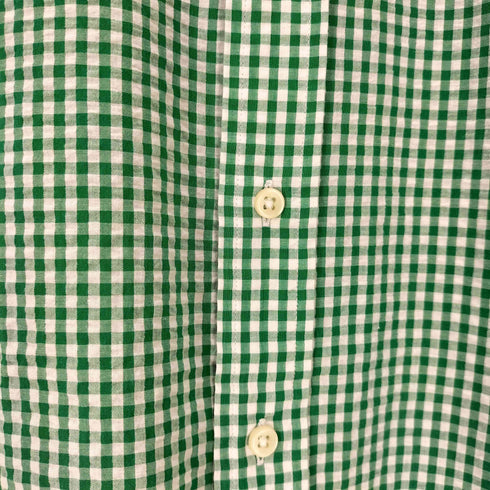 ラルフローレン RALPH LAUREN 90s CUSTOM FIT ポニー刺繍 シアサッカー ギンガムチェック ボタンダウン S/S シャツ メンズ import:M