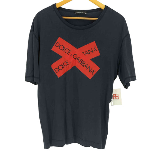 ドルチェアンドガッバーナ DOLCE&GABBANA イタリア製 Logo Tape-like Print Crew Neck クロス ロゴ テープ プリント クルーネック Tシャツ archives アーカイブ メンズ EUR:48