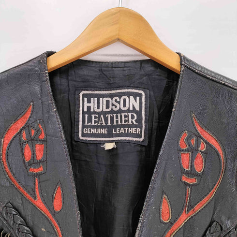 HUDSON LEATHER フリンジ コンチョ リアルレザーVネックベスト メンズ JPN:M