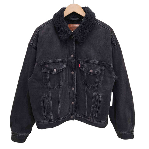 リーバイス Levis ブラック デニム ボア ジャケット レディース import:M