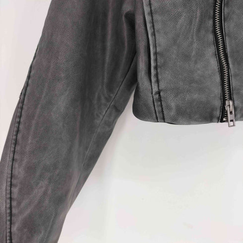 ザラ ZARA ダメージド フェイクレザー ライダース ジャケット レディース import:S