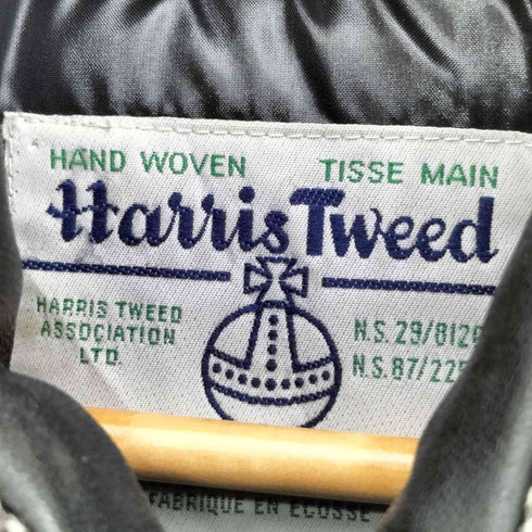 ハリスツイード Harris Tweed スコットランド製 レザー切替 ヘリンボーン ウール 中綿ベスト メンズ import:M