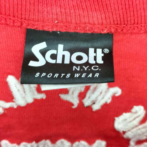 ショット Schott SKULL EMB. POCKET T-SHIRT/スカル刺繍 ポケットTシャツ メンズ import:L
