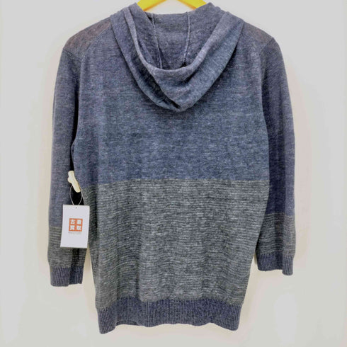コムサメン COMME CA MEN リネン ボーダー切替 七分袖 ダブルジップ パーカー メンズ