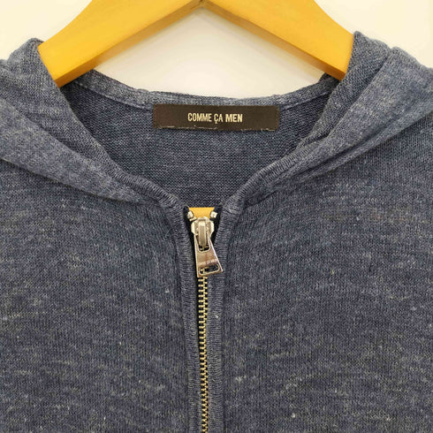 コムサメン COMME CA MEN リネン ボーダー切替 七分袖 ダブルジップ パーカー メンズ