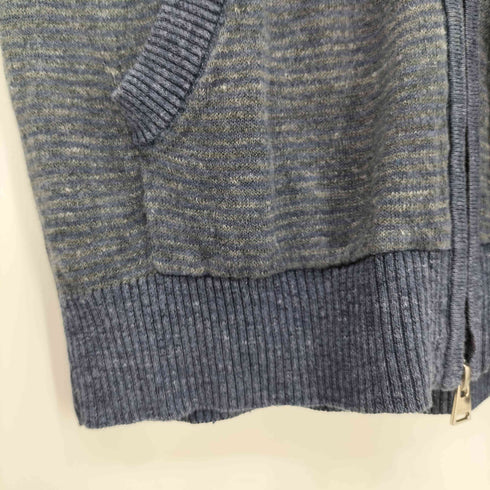 コムサメン COMME CA MEN リネン ボーダー切替 七分袖 ダブルジップ パーカー メンズ
