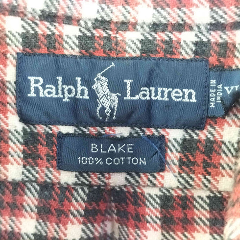 ラルフローレン RALPH LAUREN 90s BLAKE チェック ポニー刺繍 長袖 ボタンダウンシャツ メンズ XL