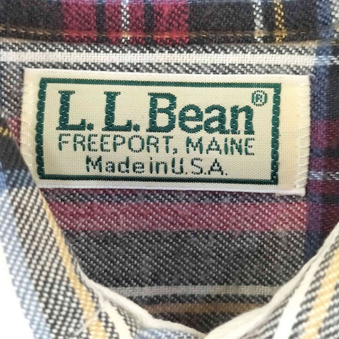 エルエルビーン L.L.Bean 90s USA製 襟芯 チェック 長袖 レギュラーカラーシャツ メンズ M