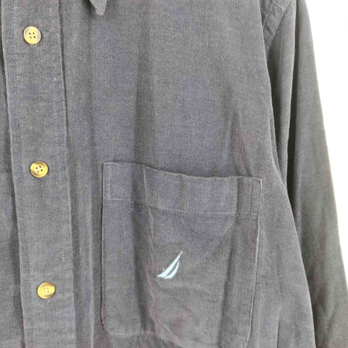 ノーティカ NAUTICA ロゴ刺繍 細畝コーデュロイ L/S レギュラーカラーシャツ メンズ JPN:M