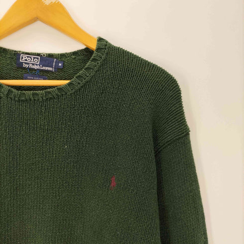 ポロバイラルフローレン Polo by RALPH LAUREN 90S ポニー刺繍 リブ編み ローゲージ コットン ニット セーター メンズ import:M