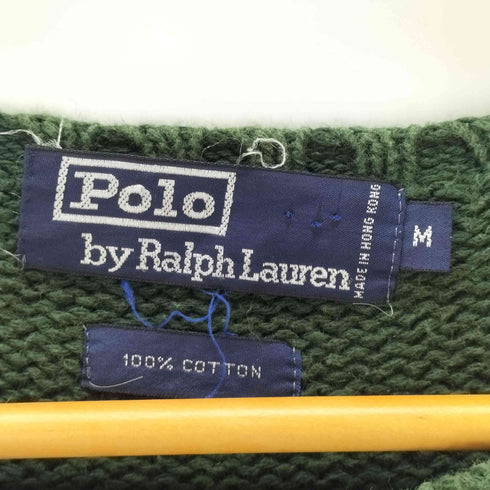 ポロバイラルフローレン Polo by RALPH LAUREN 90S ポニー刺繍 リブ編み ローゲージ コットン ニット セーター メンズ import:M