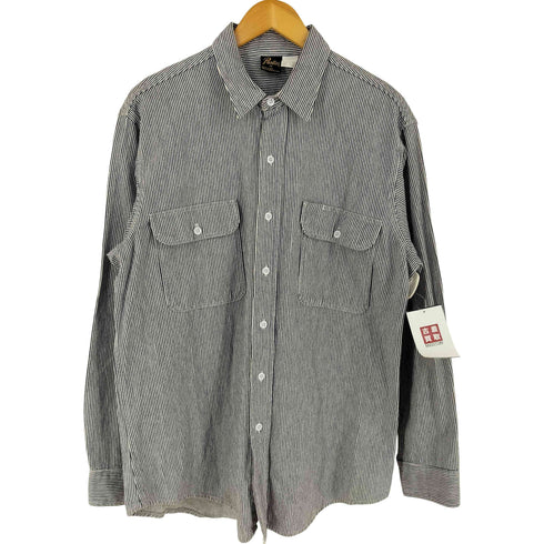 プレンティス Prentiss 90s USA製 ヒッコリーストライプ 長袖 ワークシャツ メンズ L