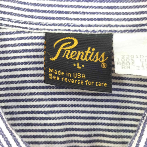 プレンティス Prentiss 90s USA製 ヒッコリーストライプ 長袖 ワークシャツ メンズ L