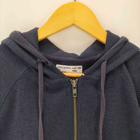 ステューシー Stussy 90-00S OLD AUTHENTIC OUTER GEAR 白タグ ワッフル サーマル ジップ フーディー パーカー メンズ import:M