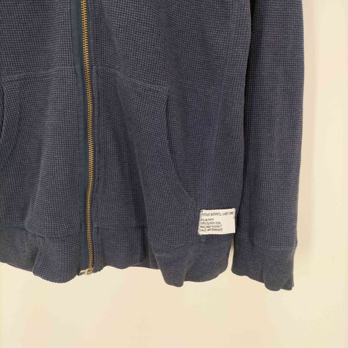 ステューシー Stussy 90-00S OLD AUTHENTIC OUTER GEAR 白タグ ワッフル サーマル ジップ フーディー パーカー メンズ import:M
