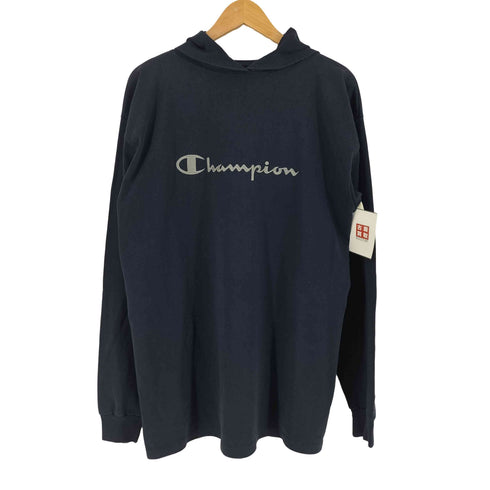 チャンピオン Champion 90s USA製 ロゴ刺繍 長袖 リブ無し パーカー メンズ L