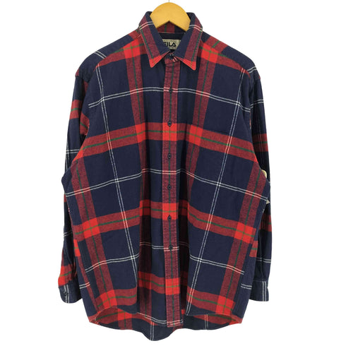 フィラスポーツ FILA SPORTS 90s 台湾製 レギュラーカラーL/S チェックネルシャツ メンズ JPN:M
