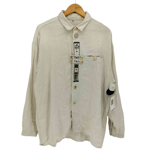 LANDHAUS ウッドボタン リネン L/S チロリアン シャツ メンズ EUR:44
