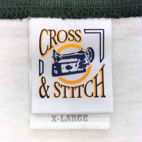 クロスアンドスティッチ CROSS&STITCH have a tea break プリント リンガーTシャツ メンズ import:XL