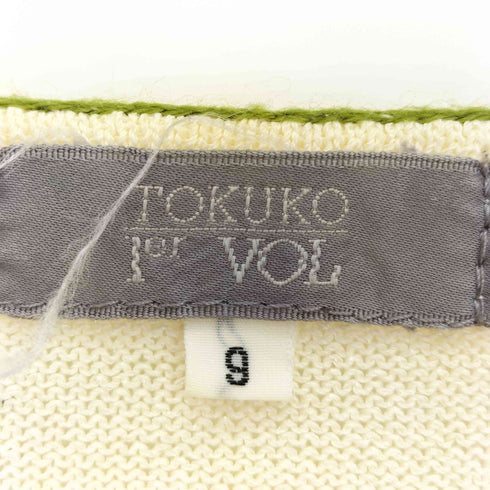 トクコプルミエヴォル TOKUKO 1er VOL 刺繍 ビーズ フロント ダブルリボン 七分袖 ニット レディース JPN:9号