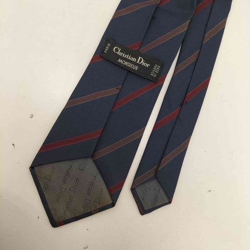 クリスチャンディオール Christian Dior MONSIEUR OLD MADE IN FRANCE フランス製 絹 シルク 100% レジメンタル ストライプ ネクタイ メンズ