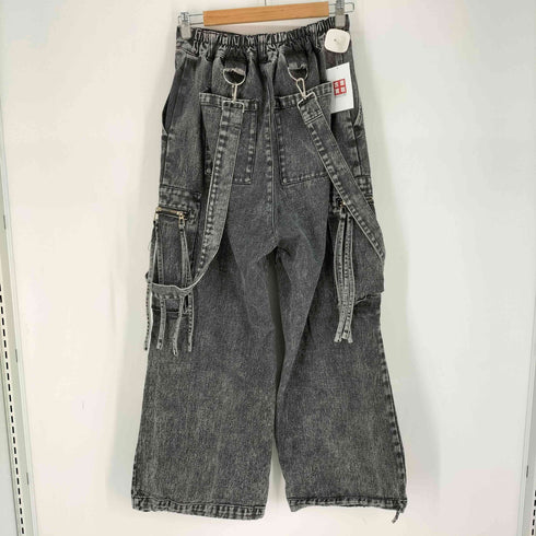 リル LILL ルーズシルエットハイウエストサスペンダーZIPポケットデニムカーゴパンツ メンズ JPN:S