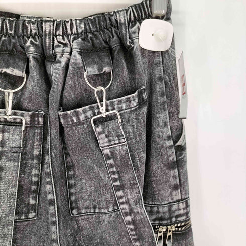 リル LILL ルーズシルエットハイウエストサスペンダーZIPポケットデニムカーゴパンツ メンズ JPN:S