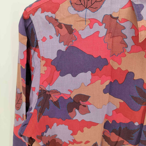 オゾンロックス OZONE ROCKS カモフラ 枯れ葉 シェルボタン ダブルカフス 比翼 L/S シャツ メンズ JPN:L