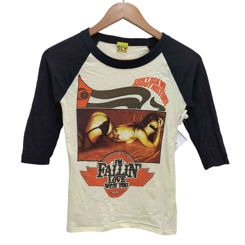 スライ SLY フォト プリント ラグラン スリーブ クルーネック Tシャツ Y2K レディース JPN:S