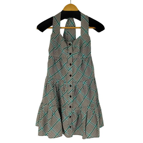 バーバリーブルーレーベル BURBERRY BLUE LABEL ホルターネック ミニ ギンガムチェック ワンピース レディース JPN:36