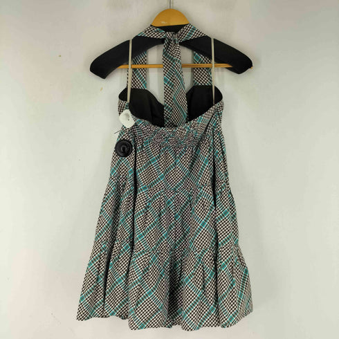 バーバリーブルーレーベル BURBERRY BLUE LABEL ホルターネック ミニ ギンガムチェック ワンピース レディース JPN:36