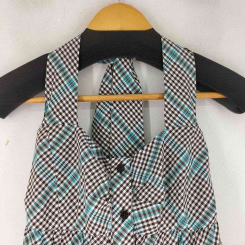 バーバリーブルーレーベル BURBERRY BLUE LABEL ホルターネック ミニ ギンガムチェック ワンピース レディース JPN:36