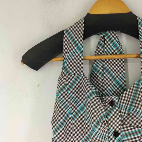 バーバリーブルーレーベル BURBERRY BLUE LABEL ホルターネック ミニ ギンガムチェック ワンピース レディース JPN:36