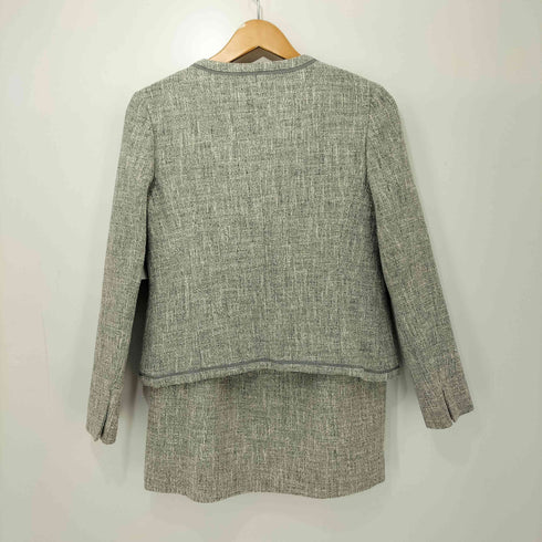 ユナイテッドアローズグリーンレーベルリラクシング UNITED ARROWS green label relaxing Dノーカラージャケット Dスカート セットアップ レディース JPN:40