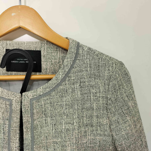 ユナイテッドアローズグリーンレーベルリラクシング UNITED ARROWS green label relaxing Dノーカラージャケット Dスカート セットアップ レディース JPN:40