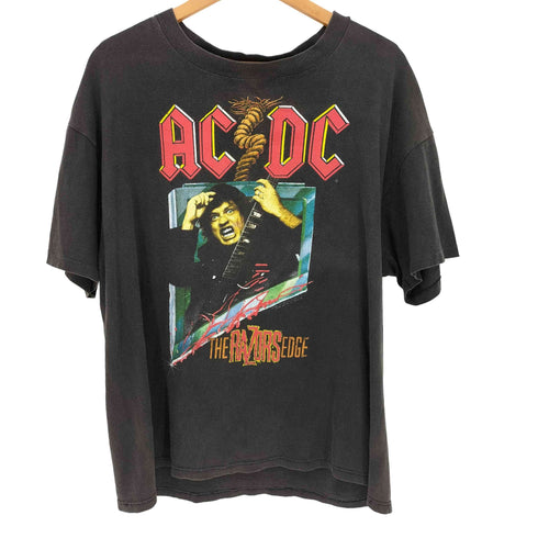 BROCKUMボディ 白タグ 90s USA製 袖シングル THE RAZORS EDGE WORLD TOUR 1990-91 バンドTシャツ メンズ import:XL