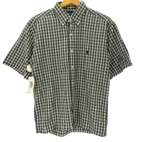 ラルフローレン RALPH LAUREN 90S BLAKE ブレイク ポニー刺繍 シアサッカー S/S チェック シャツ ボックス 短丈 カスタム メンズ import:L