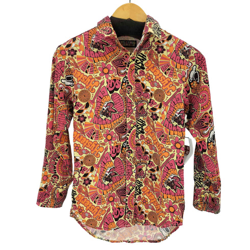 ヒステリックグラマー HYSTERIC GLAMOUR スナップボタン ロゴ総柄L/Sシャツ y2k レディース 140