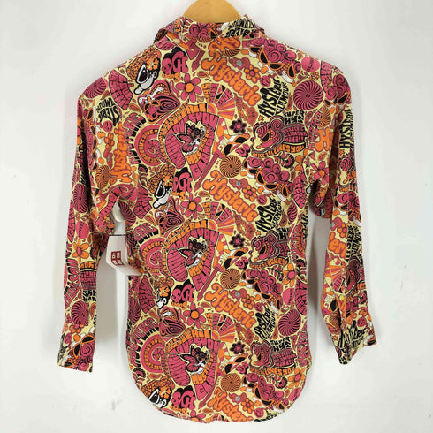 ヒステリックグラマー HYSTERIC GLAMOUR スナップボタン ロゴ総柄L/Sシャツ y2k レディース 140