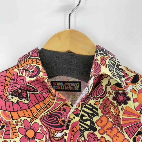ヒステリックグラマー HYSTERIC GLAMOUR スナップボタン ロゴ総柄L/Sシャツ y2k レディース 140